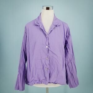 Bryn Walker Size XS Purple Cotton Gauze Textured Button Front Boxy Artsy Top